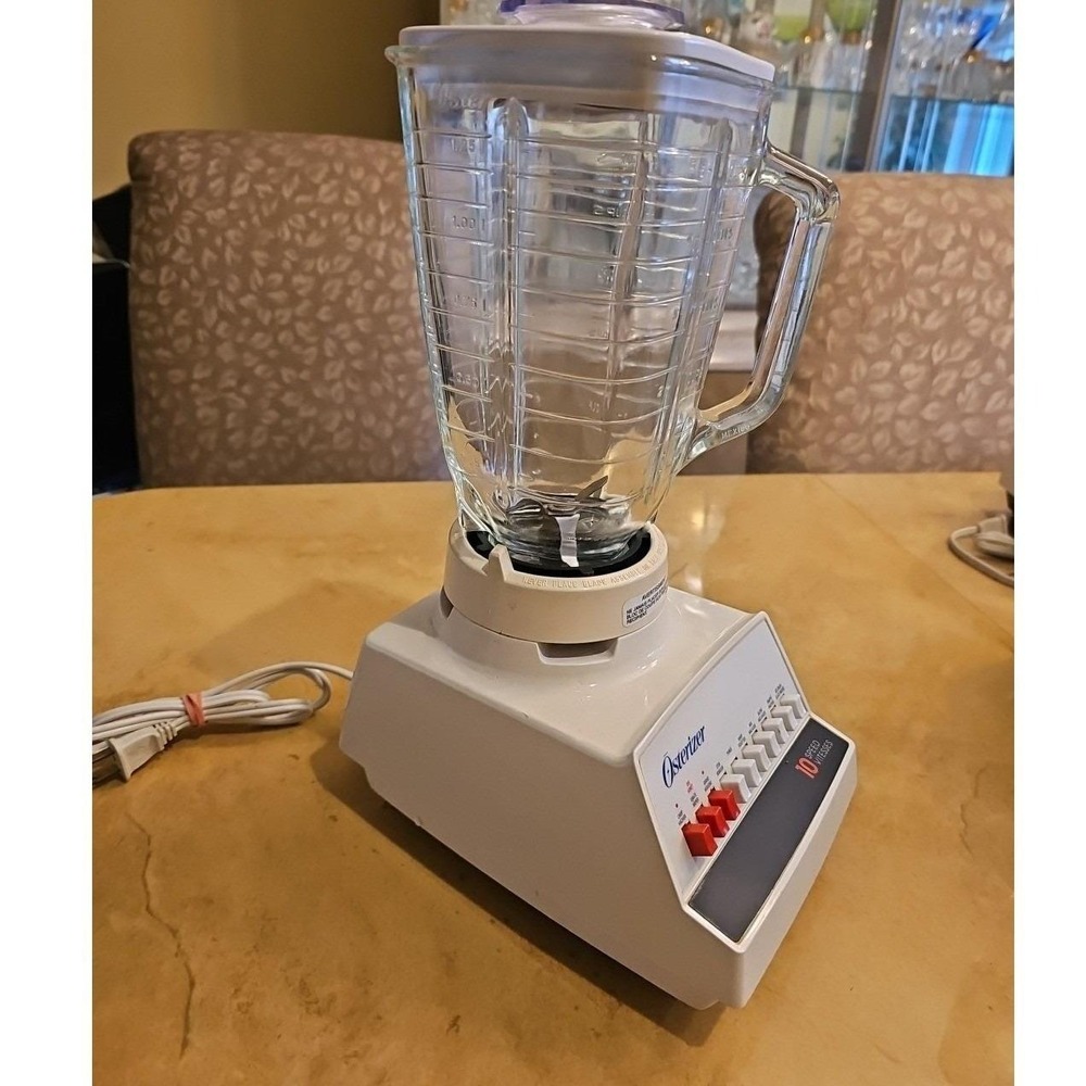 Osterizer 10 Speed Blender White 4072 Square Glass Jar 5 Cup 425W Vintage Style - Picture 3 of 10